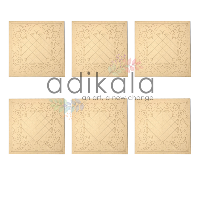Square Mandala Engraved Jali Design Wall Planque Base For Lippon Art