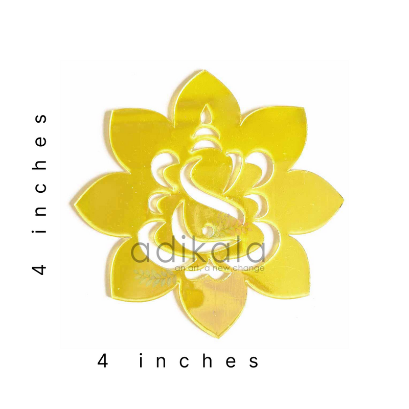4 Inches Acrylic Ganpati | Ganpati With Lotus Design | Lotus Design | Lotus | Acrylic Lotus | Adikala | Craft | hobby India | Acrylic Lotus | Adikala Craft Store