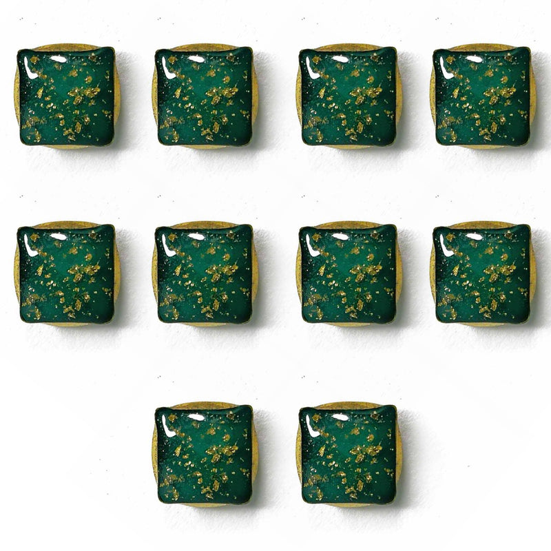 Green Color Square Fancy Buttons Set Of 10 | Green Color Square Fancy Buttons | Fancy Buttons Set Of 10 | Fancy Button | Buttons | Art Craft | Decoration | Festivals | Jewellery Making | Jewellery | Project | Diy | Essentials | Adikala Craft Store
