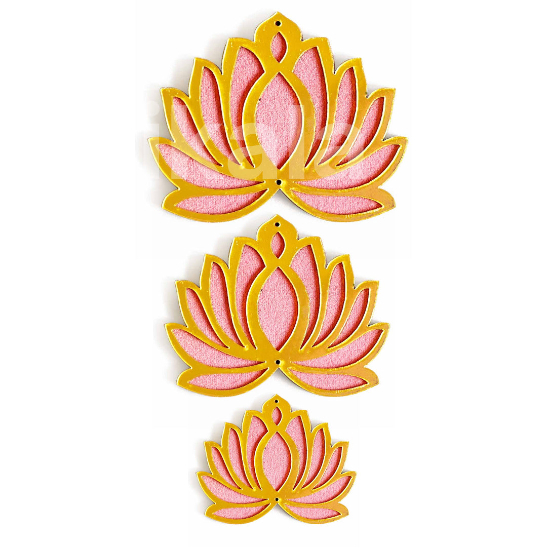 Light Pink Velvet & Golden Acrylic Lotus