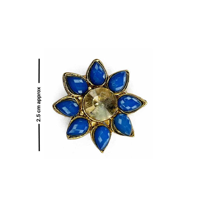 Blue Color Flower Shape Fancy Buttons Set Of 5 | Blue Color Flower Shape Fancy Buttons | Flower Shape Fancy Buttons | Fancy Button | Buttons | Art Craft | Decoration | Festivals | Jewellery Making | Jewellery | Project | Diy | Essentials | Adikala Craft Store
