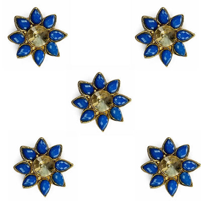 Blue Color Flower Shape Fancy Buttons Set Of 5 | Blue Color Flower Shape Fancy Buttons | Flower Shape Fancy Buttons | Fancy Button | Buttons | Art Craft | Decoration | Festivals | Jewellery Making | Jewellery | Project | Diy | Essentials | Adikala Craft Store