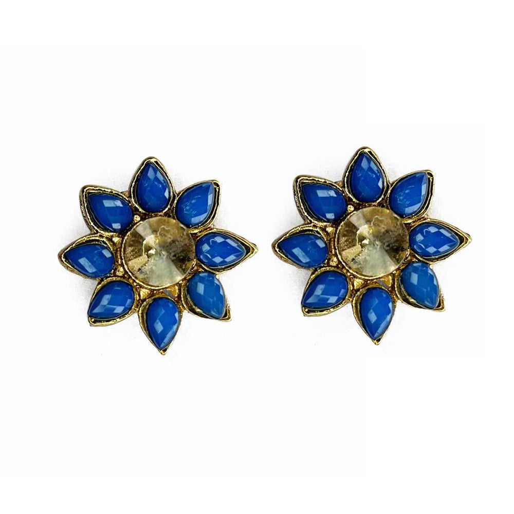Blue Color Flower Shape Fancy Buttons Set Of 5 | Blue Color Flower Shape Fancy Buttons | Flower Shape Fancy Buttons | Fancy Button | Buttons | Art Craft | Decoration | Festivals | Jewellery Making | Jewellery | Project | Diy | Essentials | Adikala Craft Store