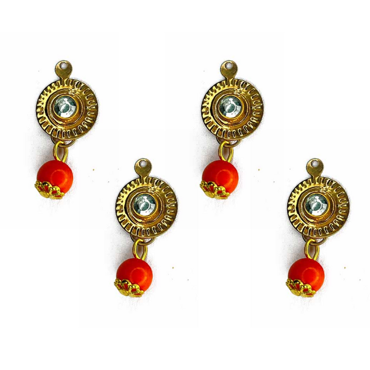 Orange Color Hanging Style Round Fancy Buttons Set Of 10 | Orange Color Hanging Style Round Fancy Buttons | Fancy Buttons | Art Craft | Decoration | Festivals | Jewellery Making | Jewellery | Project | Diy | Essentials | Adikala Craft Store