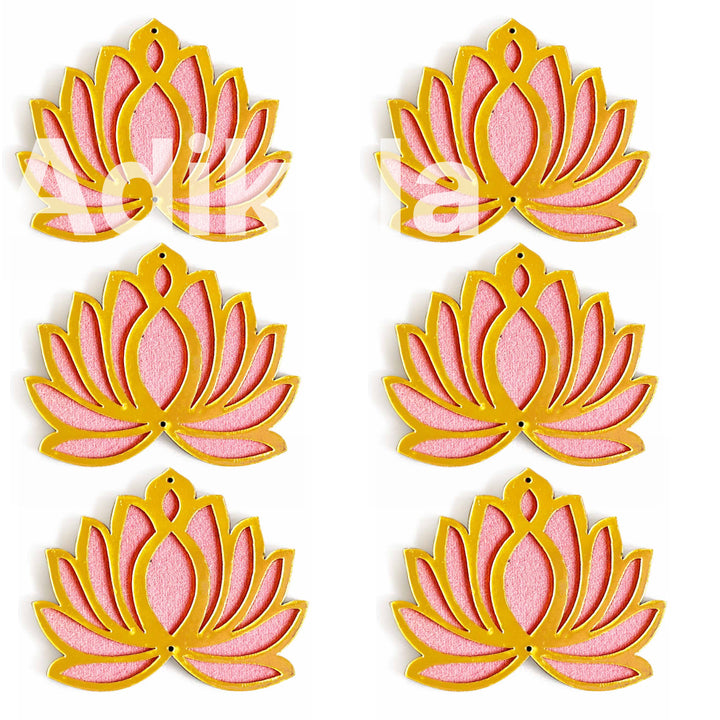 Light Pink Velvet & Golden Acrylic Lotus