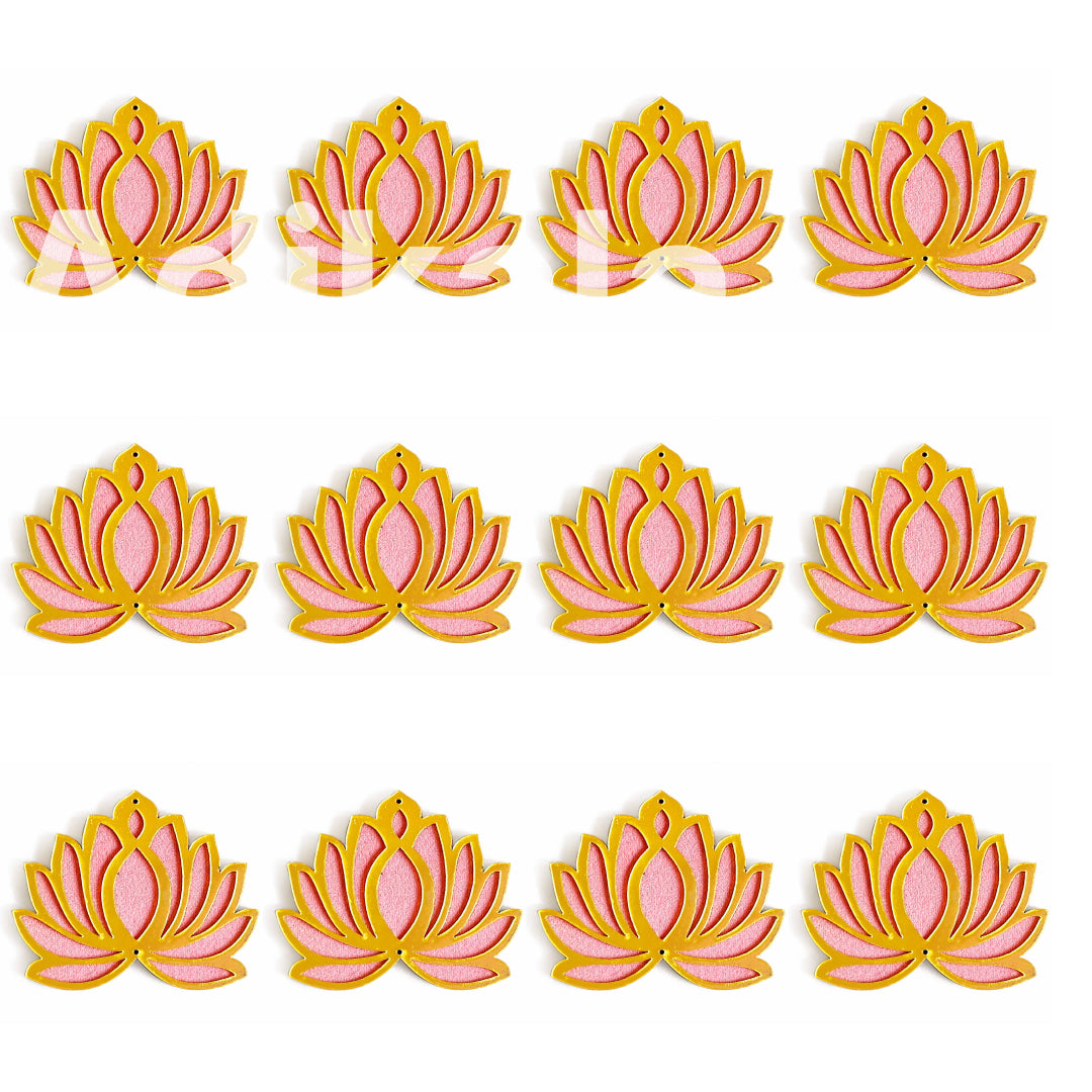Light Pink Velvet & Golden Acrylic Lotus
