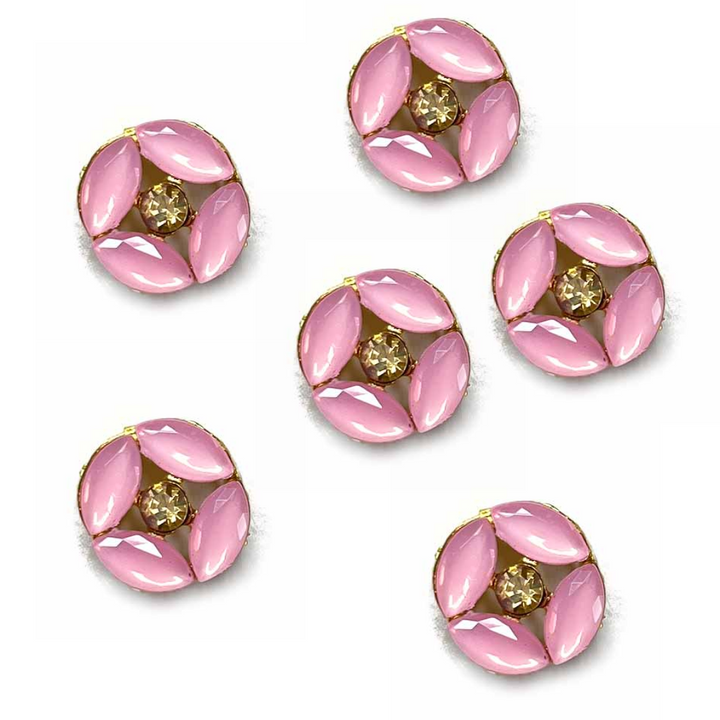 Pink Color Crystal Buttons | Crystal Buttons | Round Shape Buttons | Fancy Buttons | Stones Buttons | Buttons Set of 10 | Fancy Buttons | Dress Making button | Round Shape Button | Buttons | Dress making Button | Beautiful Button | Hobby Craft | Adikala craft Store | Adikala India | Adikala