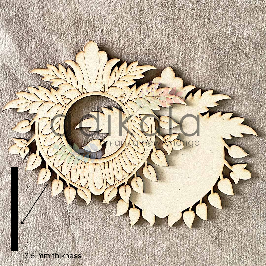 Engraved Rajwadi Pallav | Tea Light holder | Design Making Product | Craft | Art | Decoration | Collection | Rajwadi Style Mdf Cutouts | Cutouts For Design | Mdf | Laser Cutting Design | Floral Design | Womens Craft Making Product | Adikala Craft Store | Craft Store Near Me | Craft Shop | Hobby Craft | Hobby India | Adikala