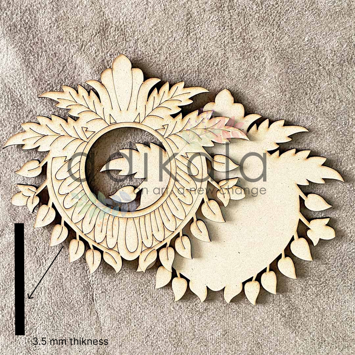 Engraved Rajwadi Pallav | Tea Light holder | Design Making Product | Craft | Art | Decoration | Collection | Rajwadi Style Mdf Cutouts | Cutouts For Design | Mdf | Laser Cutting Design | Floral Design | Womens Craft Making Product | Adikala Craft Store | Craft Store Near Me | Craft Shop | Hobby Craft | Hobby India | Adikala