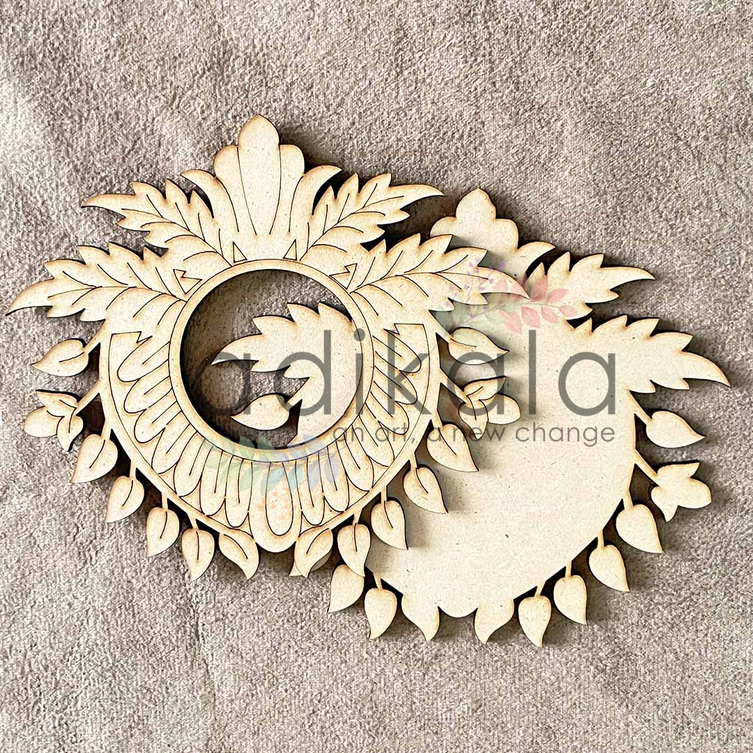 Engraved Rajwadi Pallav | Tea Light holder | Design Making Product | Craft | Art | Decoration | Collection | Rajwadi Style Mdf Cutouts | Cutouts For Design | Mdf | Laser Cutting Design | Floral Design | Womens Craft Making Product | Adikala Craft Store | Craft Store Near Me | Craft Shop | Hobby Craft | Hobby India | Adikala