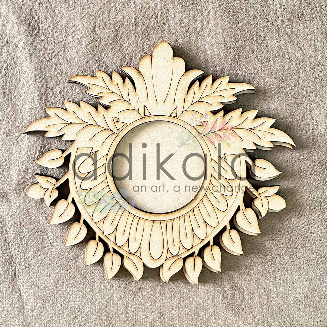 Engraved Rajwadi Pallav | Tea Light holder | Design Making Product | Craft | Art | Decoration | Collection | Rajwadi Style Mdf Cutouts | Cutouts For Design | Mdf | Laser Cutting Design | Floral Design | Womens Craft Making Product | Adikala Craft Store | Craft Store Near Me | Craft Shop | Hobby Craft | Hobby India | Adikala