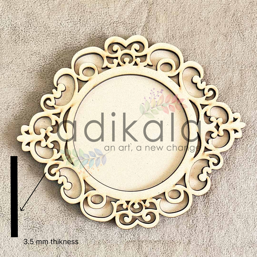 Designer platter Mdf Base | Platter Base | Mdf Cutouts | Platter design | Mdf Cutouts | Cutouts For Design | Mdf | Laser Cutting Design | Floral Design | Womens Craft Making Product | Adikala Craft Store | Craft Store Near Me | Craft Shop | Hobby Craft | Hobby India | Adikala
