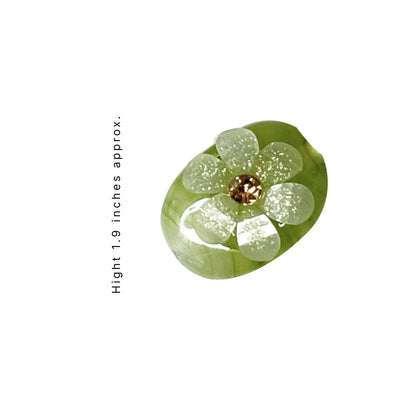 Parrot Green  Color Button | Parrot Green  Button | Buttons | White Flower Button | Jarkan Oval Shape Button | Buttons Set of 10 | Art | Craft | Decoration | Dress Making | Dress | Yellow Artificial Buttons | Adikala Craft Store | Adikala