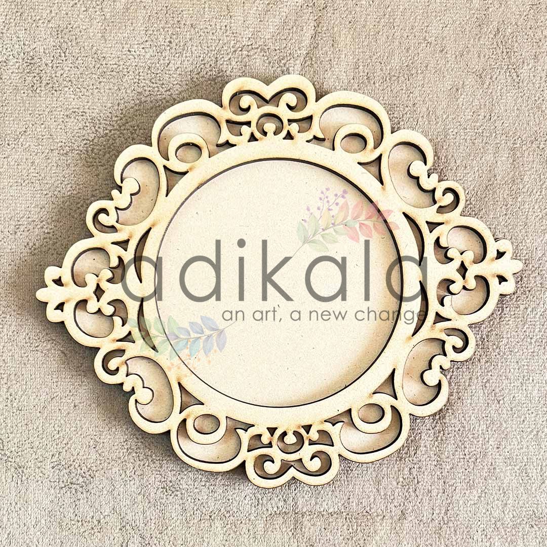 Designer platter Mdf Base | Platter Base | Mdf Cutouts | Platter design | Mdf Cutouts | Cutouts For Design | Mdf | Laser Cutting Design | Floral Design | Womens Craft Making Product | Adikala Craft Store | Craft Store Near Me | Craft Shop | Hobby Craft | Hobby India | Adikala