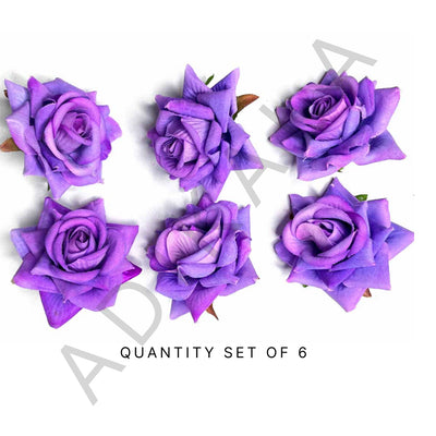 Purple Flower | Purple Color Rose | Artificial Rose Flower | Artficial Flower | Rose | Rose Flower | Rose Flower Set of 6 | Art | Craft | Decoration | Wedding | Home | Home Decoration | party | Adikala Craft Store | Adikala
