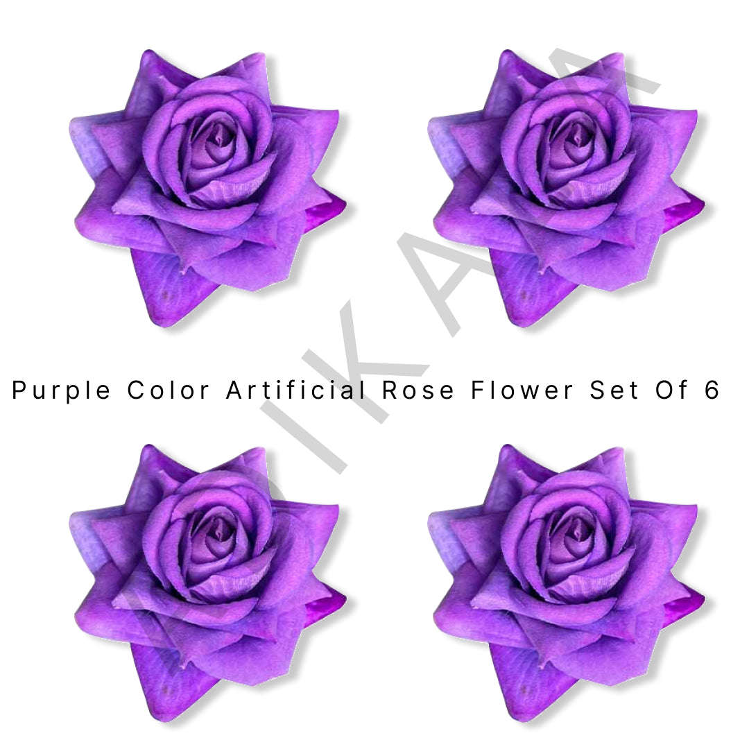 Purple Flower | Purple Color Rose | Artificial Rose Flower | Artficial Flower | Rose | Rose Flower | Rose Flower Set of 6 | Art | Craft | Decoration | Wedding | Home | Home Decoration | party | Adikala Craft Store | Adikala