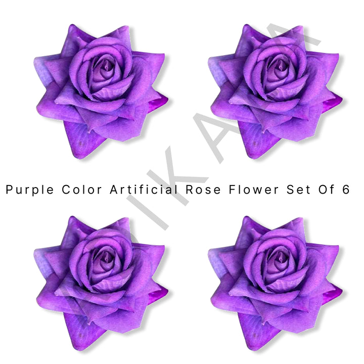 Purple Flower | Purple Color Rose | Artificial Rose Flower | Artficial Flower | Rose | Rose Flower | Rose Flower Set of 6 | Art | Craft | Decoration | Wedding | Home | Home Decoration | party | Adikala Craft Store | Adikala