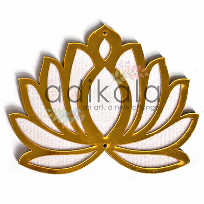 White Color Velvet Acrylic Lotus Flower With Pichwai Cow Hanging For Decoration Set Of 2