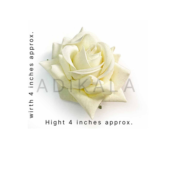 White Color Artificial Rose Flower Set Of 6 | Artificial Rose Flower | Flower Set Of 6 | Adikala Craft Store | Craft Store | Art Craft | Decoration | Festivals | Adikala | Shadi | Wedding | White Color Flower | Rose Flower