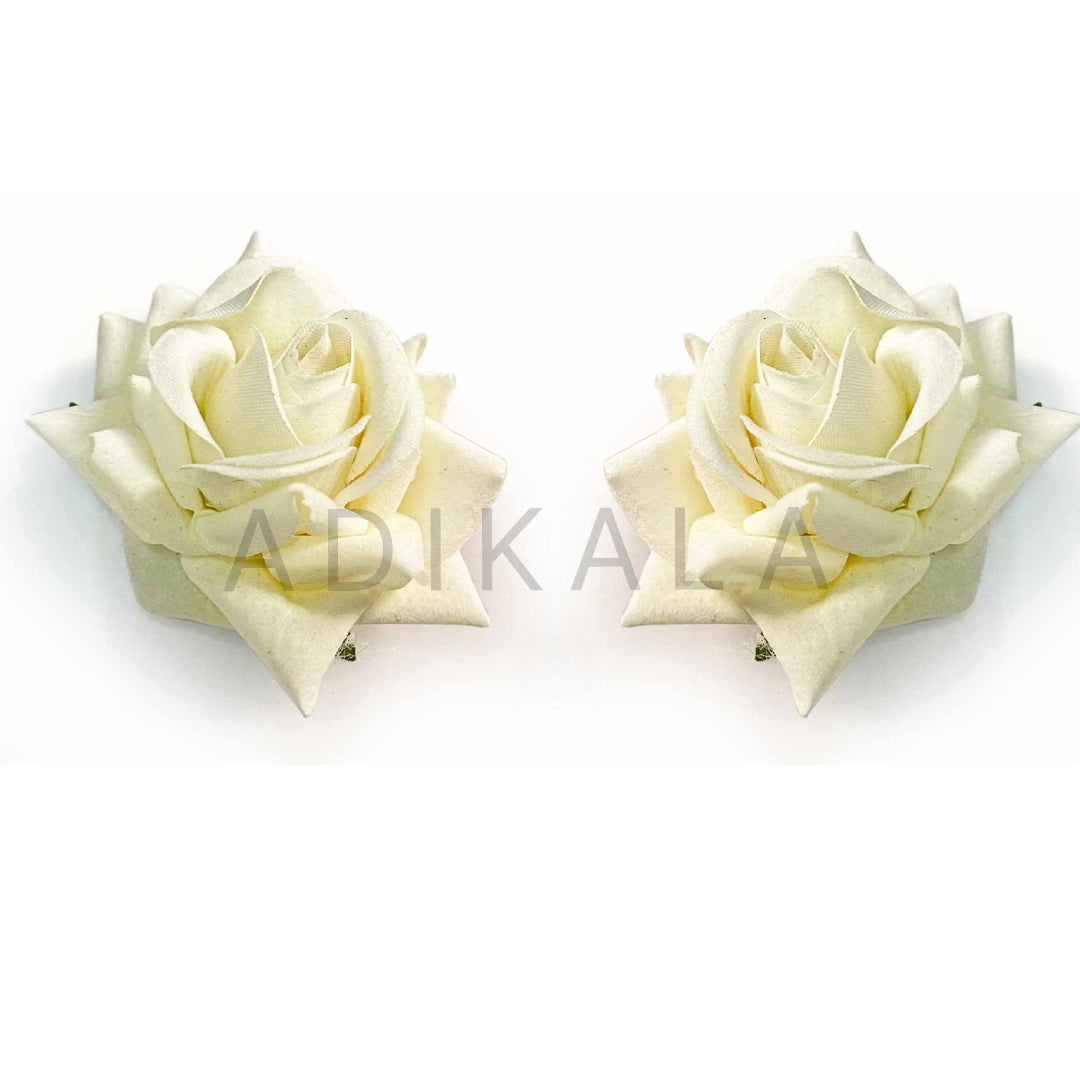 White Color Artificial Rose Flower Set Of 6 | Artificial Rose Flower | Flower Set Of 6 | Adikala Craft Store | Craft Store | Art Craft | Decoration | Festivals | Adikala | Shadi | Wedding | White Color Flower | Rose Flower