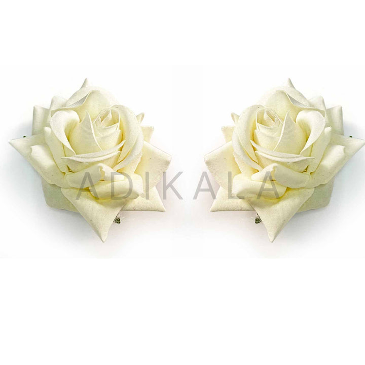White Color Artificial Rose Flower Set Of 6 | Artificial Rose Flower | Flower Set Of 6 | Adikala Craft Store | Craft Store | Art Craft | Decoration | Festivals | Adikala | Shadi | Wedding | White Color Flower | Rose Flower