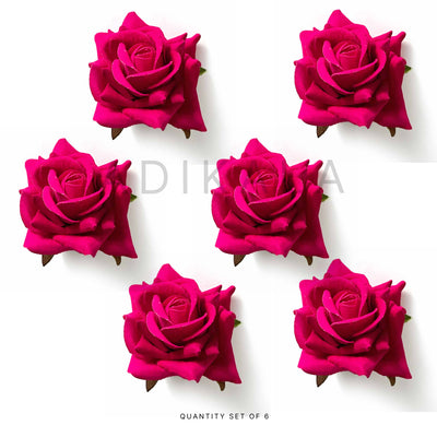 Pink Color Artificial Rose Flower Set Of 6 | Artificial Rose Flower Set Of 6 | Red Rose Flower | Adikala Craft Store | Craft Store | Art Craft | Decoration | Festivals | Adikala | Shadi | Wedding | wooden Color Flower | Rose Flower