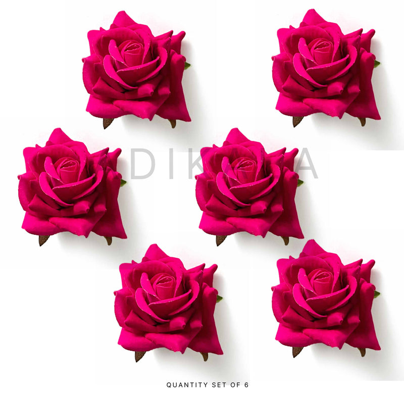 Pink Color Artificial Rose Flower Set Of 6 | Artificial Rose Flower Set Of 6 | Red Rose Flower | Adikala Craft Store | Craft Store | Art Craft | Decoration | Festivals | Adikala | Shadi | Wedding | wooden Color Flower | Rose Flower