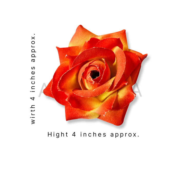 Shaded Artificial Rose Flower | Orange Color Shaded Artificial Rose Flower Set Of 2 | Adikala Craft Store | Art Craft | Decoration | Festivals | Adikala | Shadi Decoration | Wedding Decoration | wooden Color Flower | Artificial Flower