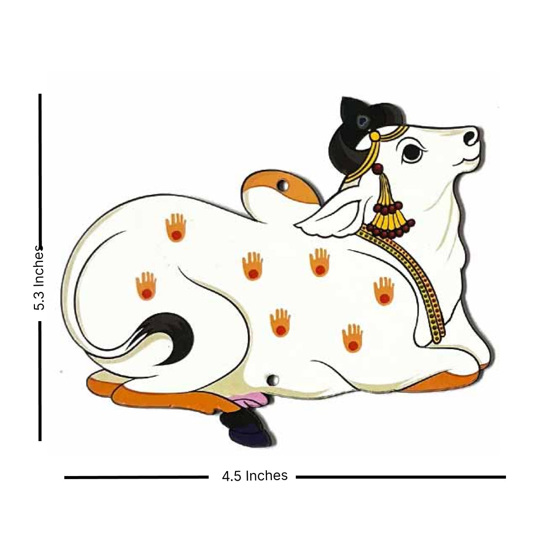 Decorative Pichwai Seated Cow Mdf 5 IN Cutout for Diwali | Dussehra | Rangoli | Pooja | Festival Gift