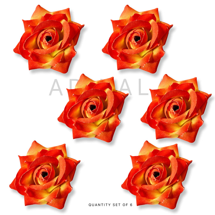 Shaded Artificial Rose Flower | Orange Color Shaded Artificial Rose Flower Set Of 2 | Adikala Craft Store | Art Craft | Decoration | Festivals | Adikala | Shadi Decoration | Wedding Decoration | wooden Color Flower | Artificial Flower
