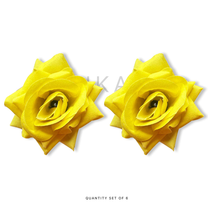 Yellow Color Artificial Rose Flower Set Of 2 | Yellow Color Artificial Rose | Artificial Rose Flower | Yellow Color | Adikala Craft Store