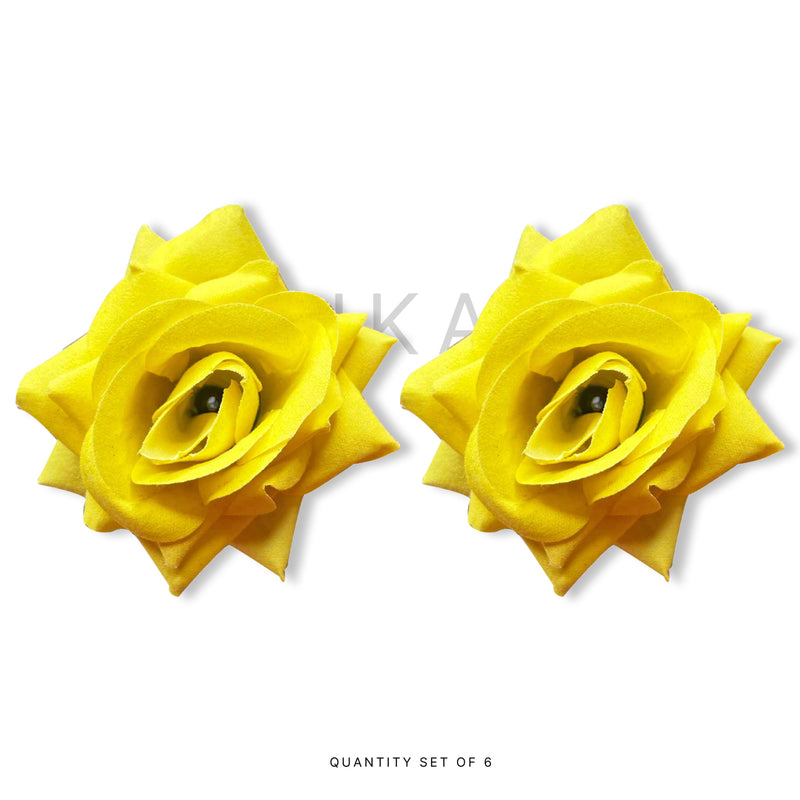 Yellow Color Artificial Rose Flower Set Of 2 | Yellow Color Artificial Rose | Artificial Rose Flower | Yellow Color | Adikala Craft Store