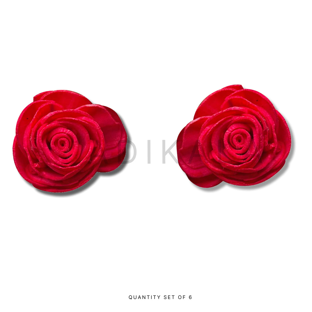Red Sola | Rose Flower | Red Sola Wood Rose Flower Pack of 10 | Red Sola Wood Rose Flower | Adikala Craft Store | Craft Store | Art Craft | Decoration | Festivals | Adikala | Shadi Decoration | Wedding Decoration | wooden Color Flower | Artificial Flower