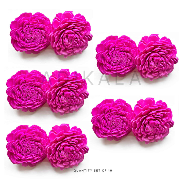 Rani Pink Sola Wood Flower Pack of 10 | Rani Pink Sola Wood Flower | Rani Pink Sola | Art Craft | Adikala Craft Store | Sola Wood