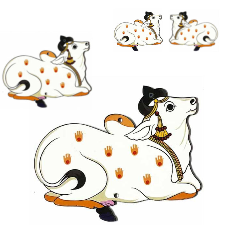 Decorative Pichwai Seated Cow Mdf 5 IN Cutout for Diwali | Dussehra | Rangoli | Pooja | Festival Gift