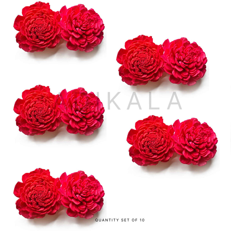 Red Sola Wood Flower Pack of 10 | Sola Wood | Red Sola | Flower Pack | Adikala Craft Store