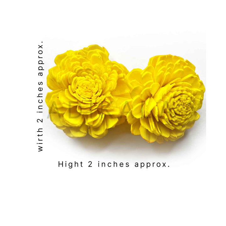 Yellow Sola Wood Flower Pack of 10 | Sola Wood | Yellow Sola Wood Flower | Adikala Craft Store | Yellow Color Sola Wood