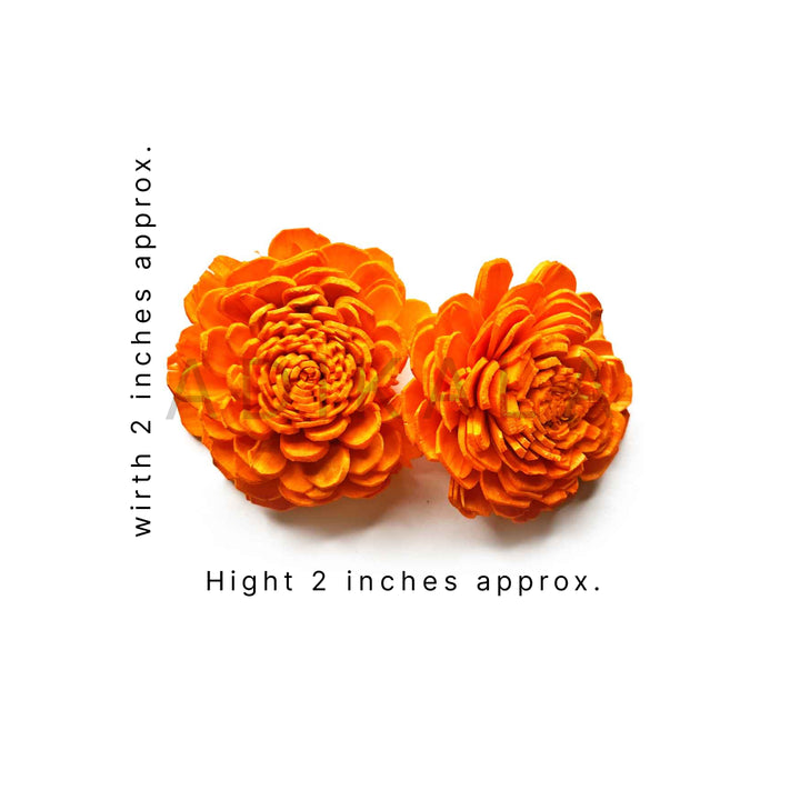 Orange Sola Wood Flower Pack of 10 | Sola Wood | Wood Flower Pack | Adikala Craft Store | Flowers | Adikala Craft Store | Craft Store | Art Craft | Decoration | Festivals | Adikala | Shadi Decoration | Wedding Decoration | wooden Color Flower | Artificial Flower