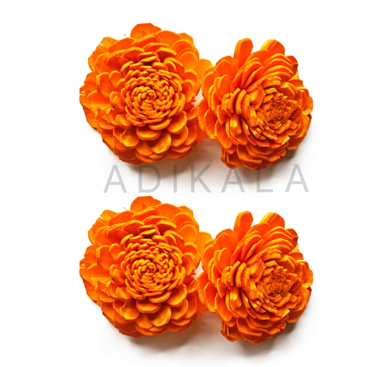 Orange Sola Wood Flower Pack of 10 | Sola Wood | Wood Flower Pack | Adikala Craft Store | Flowers | Adikala Craft Store | Craft Store | Art Craft | Decoration | Festivals | Adikala | Shadi Decoration | Wedding Decoration | wooden Color Flower | Artificial Flower