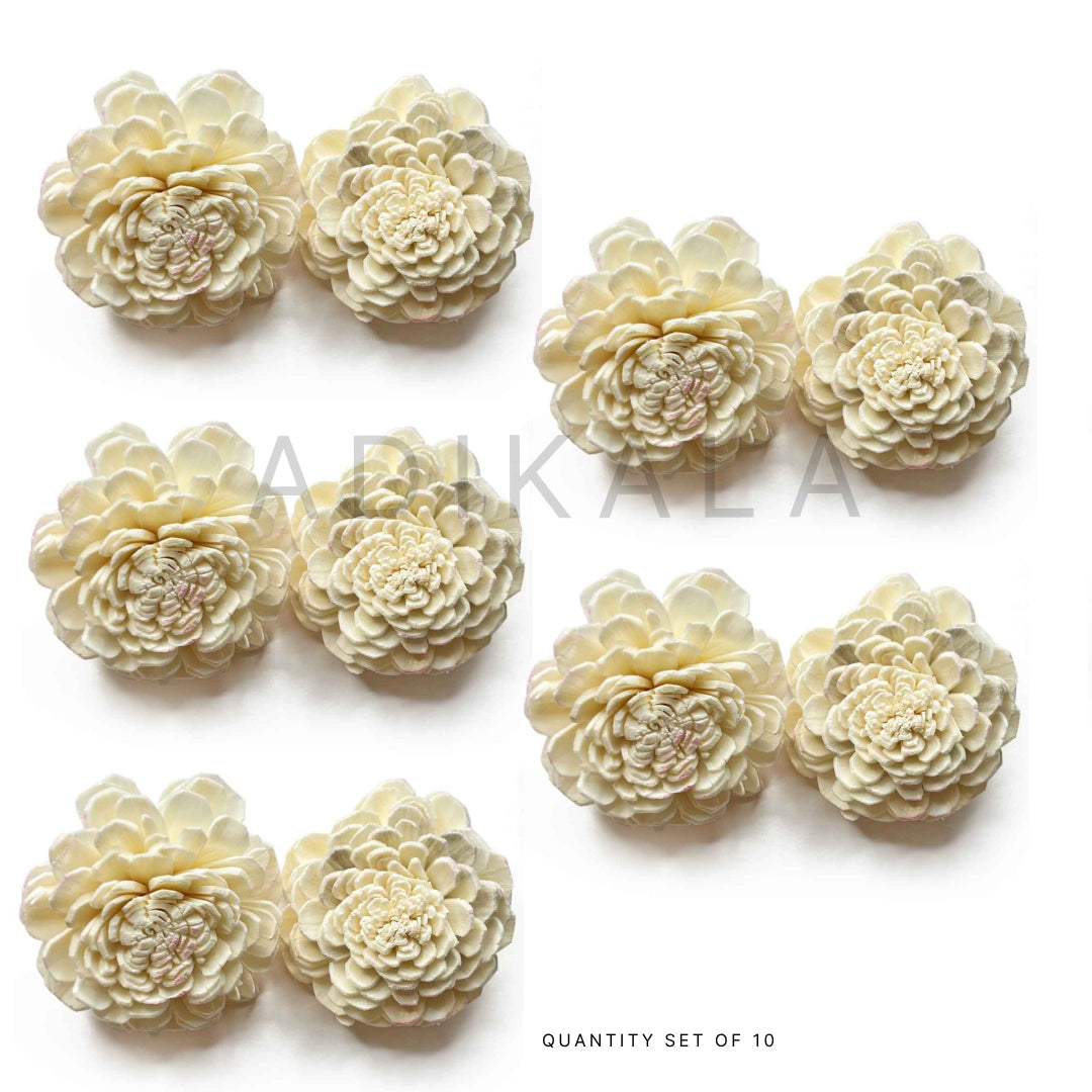 Cream Color Sola Wood Flower Pack of 10 | Cream Color Flower | Sola Wood | Wooden Flower | Adikala | Art Craft | Collection