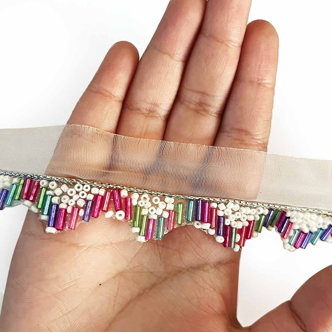 Multicolored Nalki Lace | nalki Lace | Beaded Nalki lace | Craft Making Lace | Craft Store | Saree Making Lace Border | Decorative Ethenic Product | Art Craft | Pipe Lace Border | Decor | Saree | Duptta | Lehnga | Suit Making | Clothes | Dress Design | Adikala Craft Store | Adikala