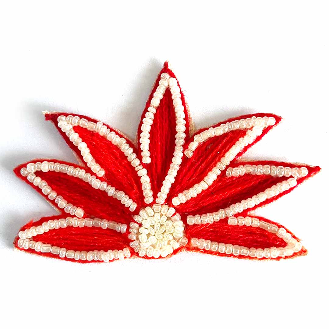 Red color woolen lotus design booti pack of 10 for decoration & Festive DIY Craft

