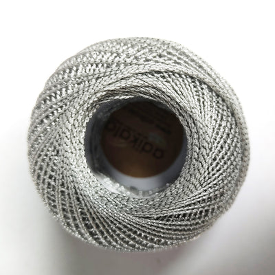 Metallic Silver Cotton Crochet Dori for Knitting, Weaving, Embroidery and Craft Making