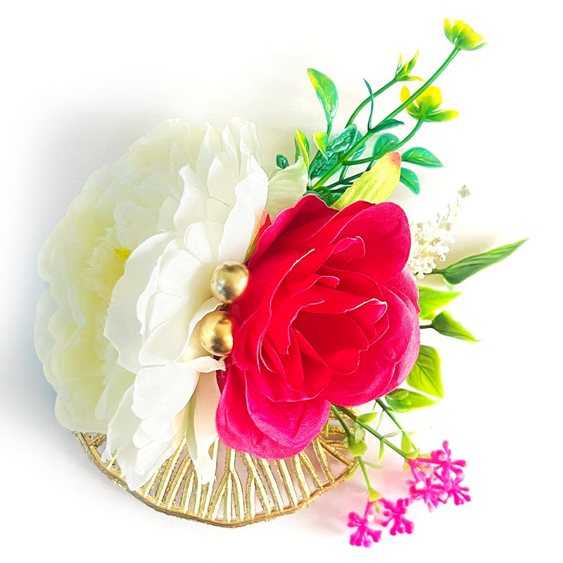 Big Size Dark Pink & Cream Flower Bunch Pack Of 2 For Festive Decoration & Wedding