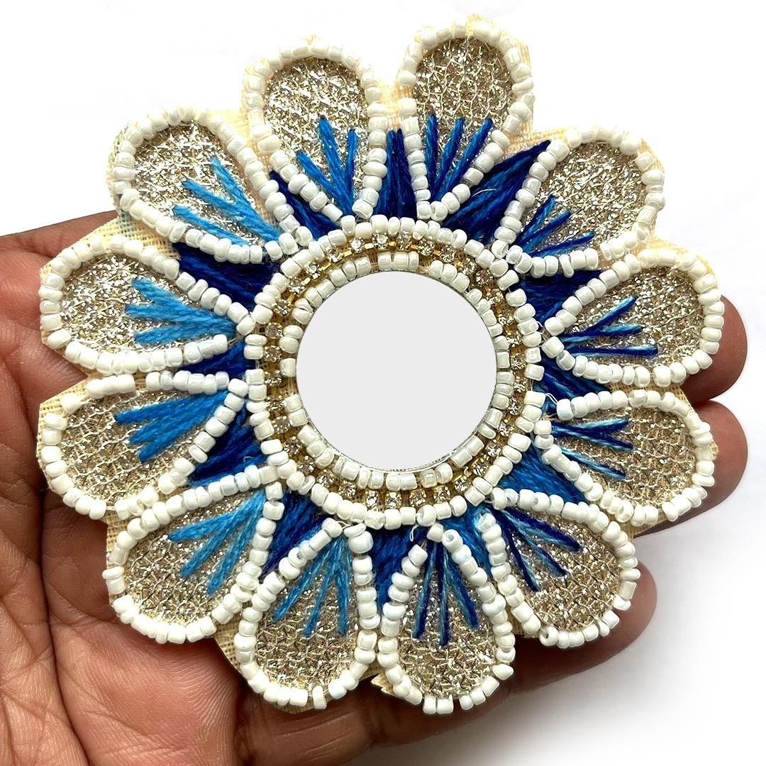 Blue Color Flower Shape Booti Pack of 4 For Toran Tealight Decoration & Festive DIY Craft