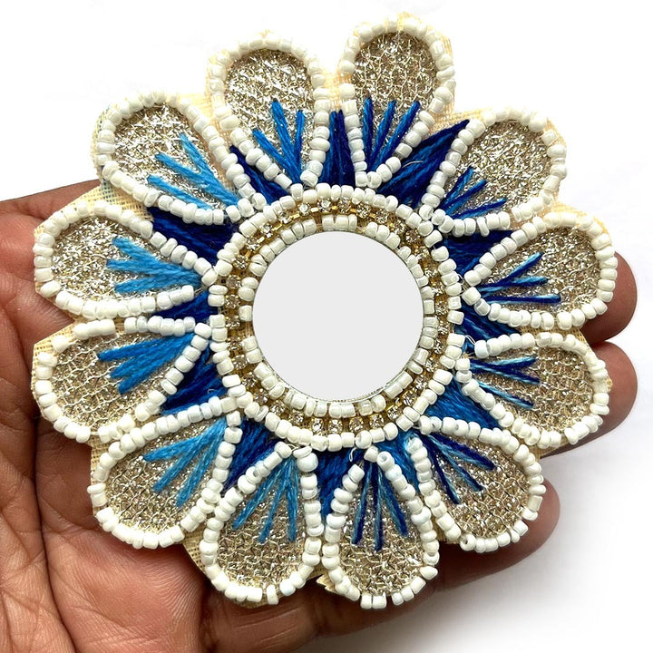 Blue Color Flower Shape Booti Pack of 4 For Toran Tealight Decoration & Festive DIY Craft