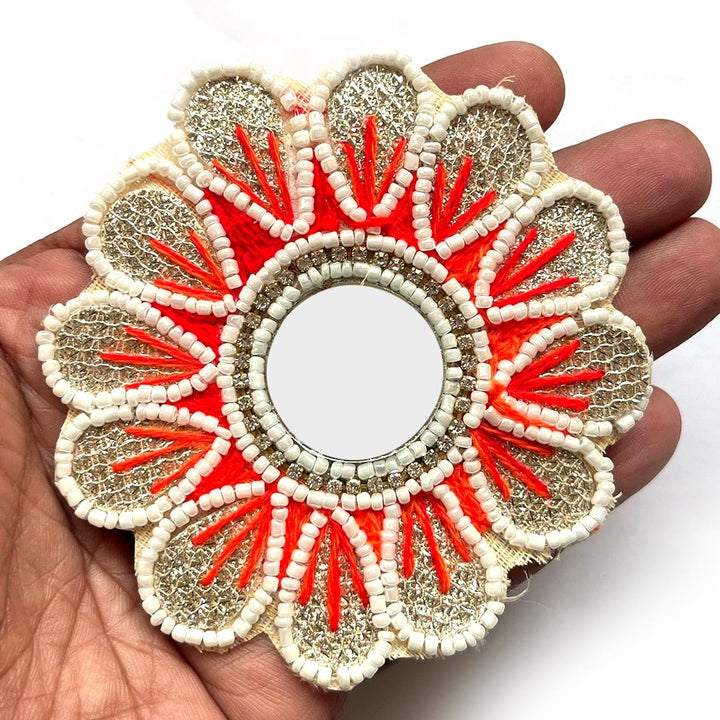 Orange Color Flower Shape Booti Pack of 4 For Toran Tealight Decoration & Festive DIY Craft