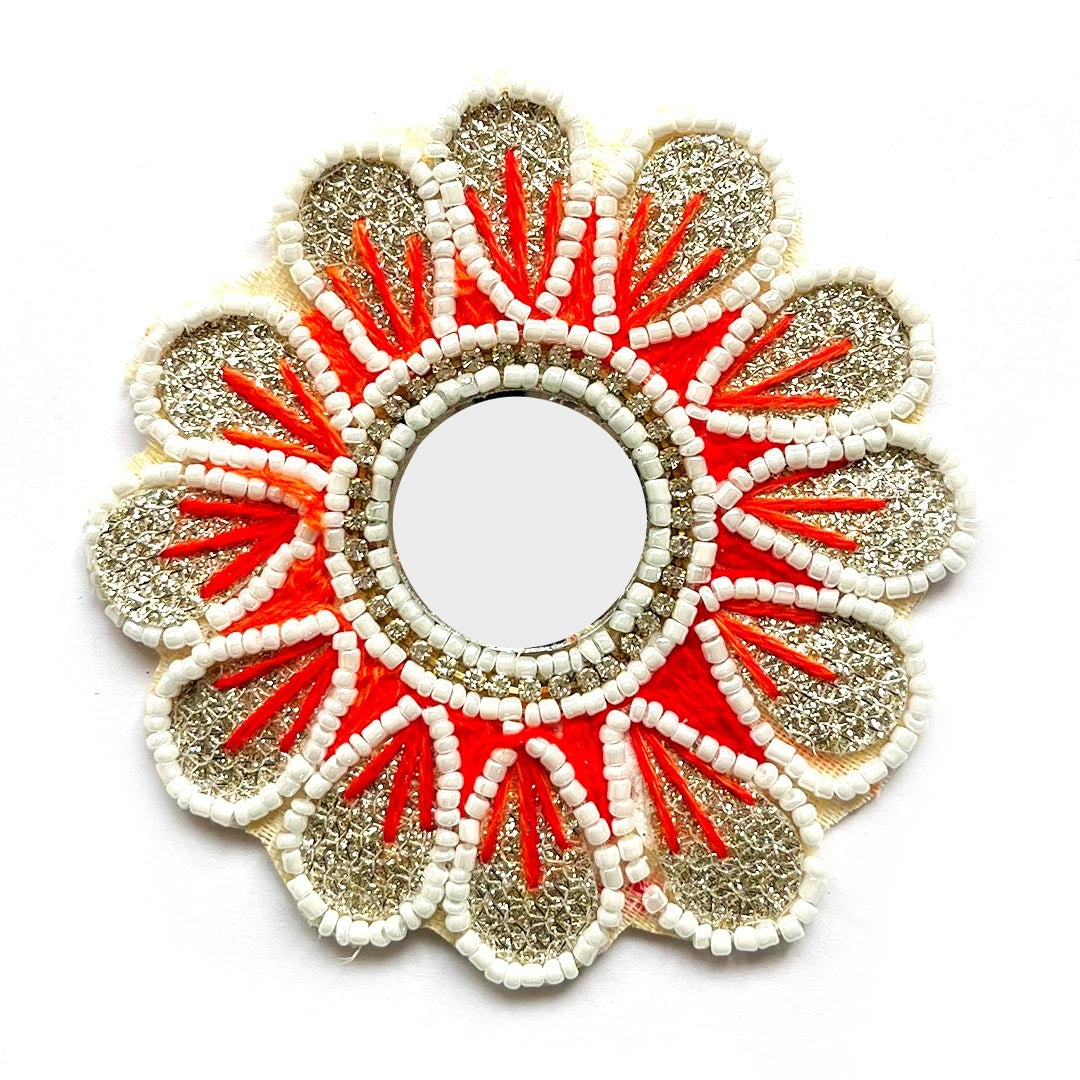 Orange Color Flower Shape Booti Pack of 4 For Toran Tealight Decoration & Festive DIY Craft