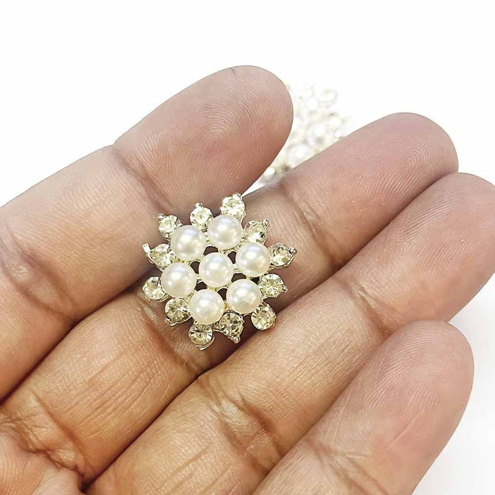 White Pearl Flower Button | Flower Shape Button | jarkan Button | Beautifull Jarkan Style Jewellry | Buttons | Artifivial Jewellry | Pearl Button | Pearl Beads Jarkan | Adikala craft Store | Adikala
