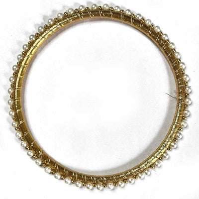 8 Inches Golden Color Gota & Pearl Beads Ring Set Of 6